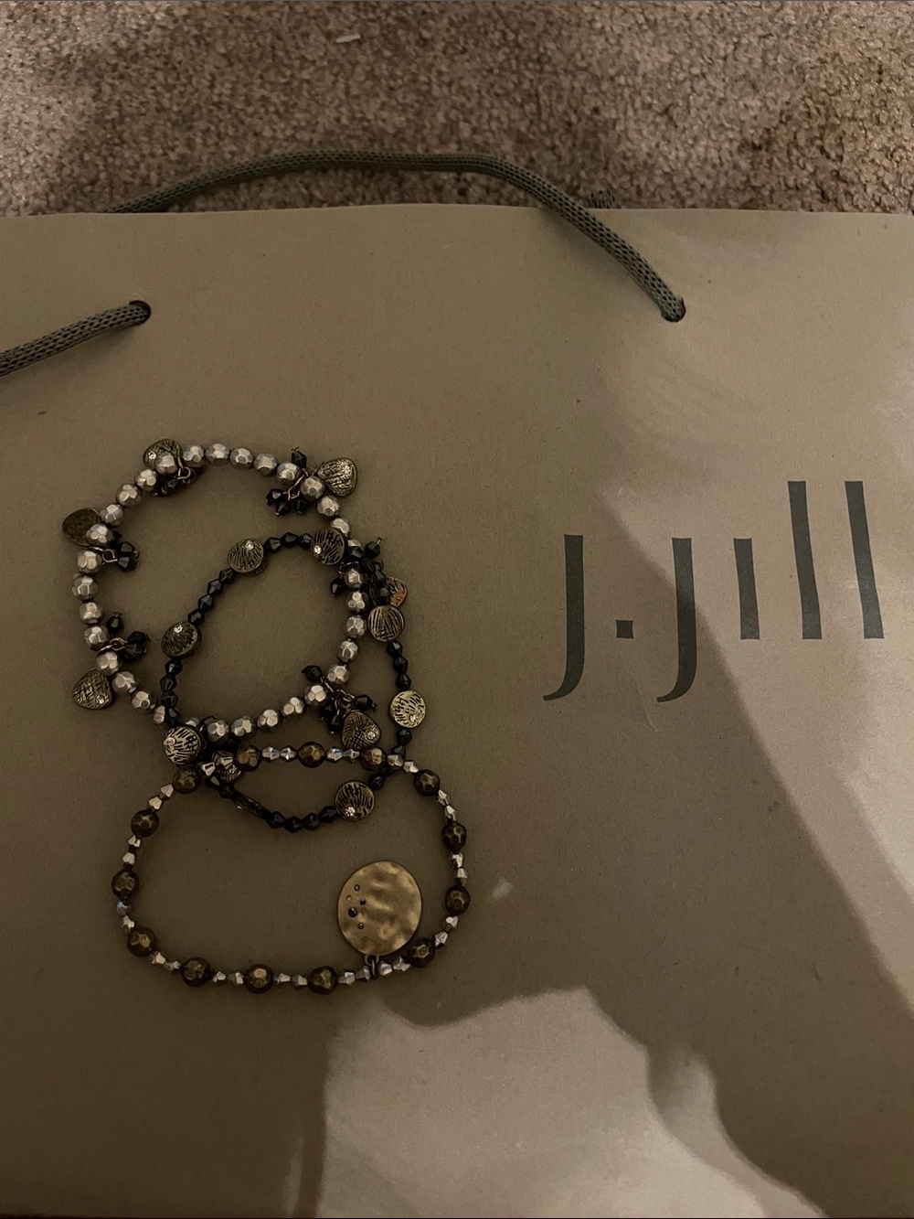 J. Jill Layered Beaded Bracelet Set in Gold and Black